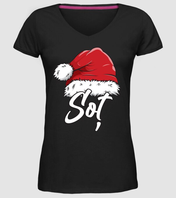 soț Santa Hat model negru pe tricou