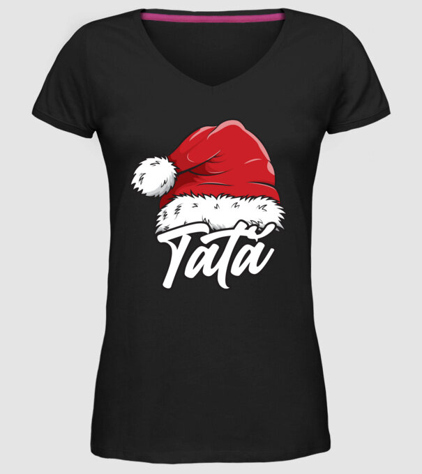 tată Santa Hat model negru pe tricou