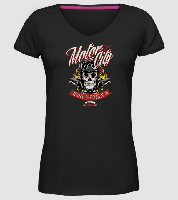 Motor City model negru pe tricou