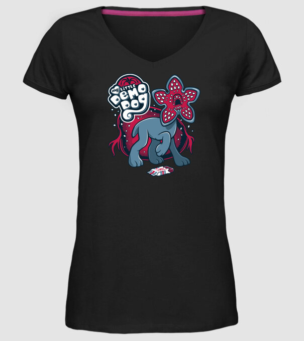 my little demodog model negru pe tricou