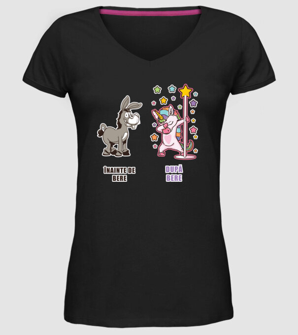Înainte de bere - După bere model negru pe tricou