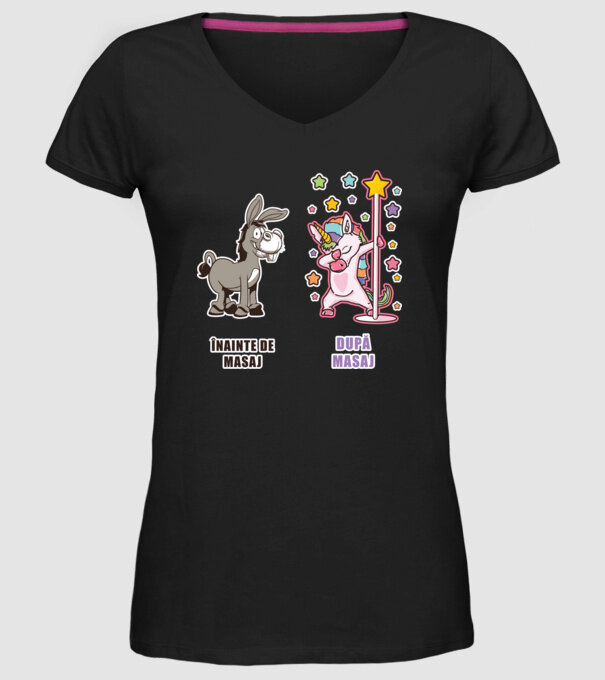 Înainte de masaj - După masaj model negru pe tricou