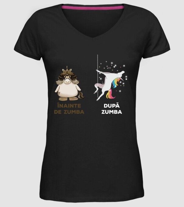 Înainte de Zumba, după Zumba model negru pe tricou