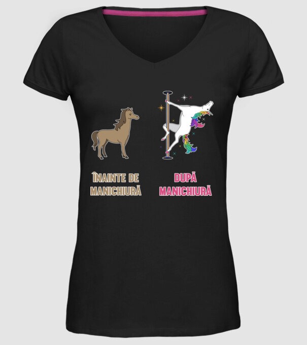 Înainte de manichiură - după manichiură model negru pe tricou