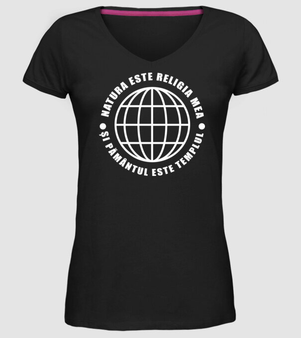 Natura este religia mea model negru pe tricou