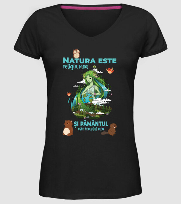 Natura este religia mea și pământul este templul meu model negru pe tricou