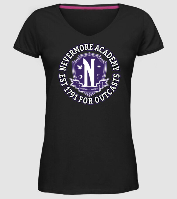 Nevermore academy model negru pe tricou