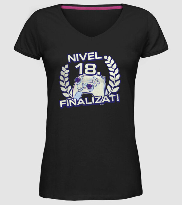 Nivel 18 finalizat! model negru pe tricou