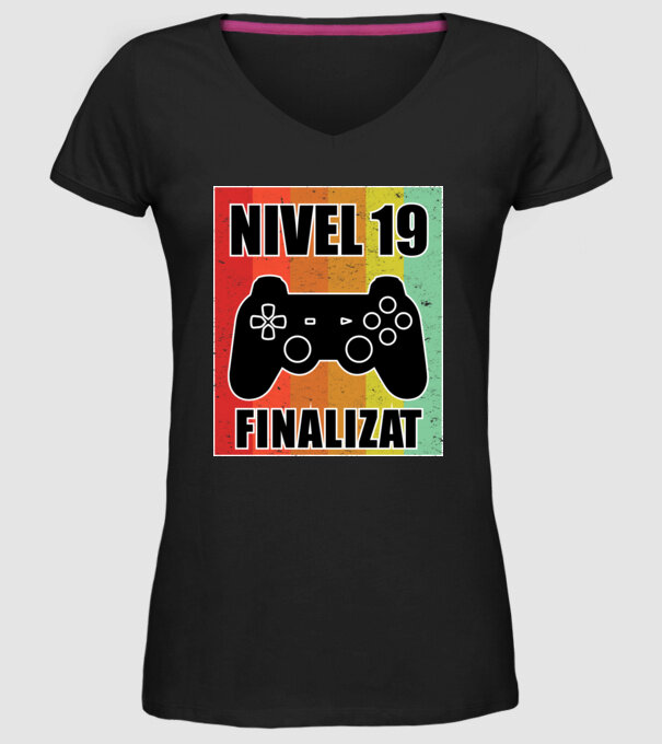 Nivel 19 finalizat model negru pe tricou
