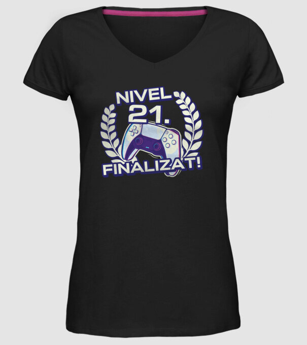 Nivel 21 finalizat! model negru pe tricou