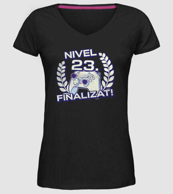 Nivel 23 finalizat! model negru pe tricou