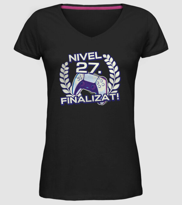 Nivel 27 finalizat! model negru pe tricou