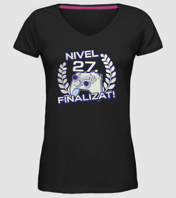 Nivel 27 finalizat! model negru pe tricou