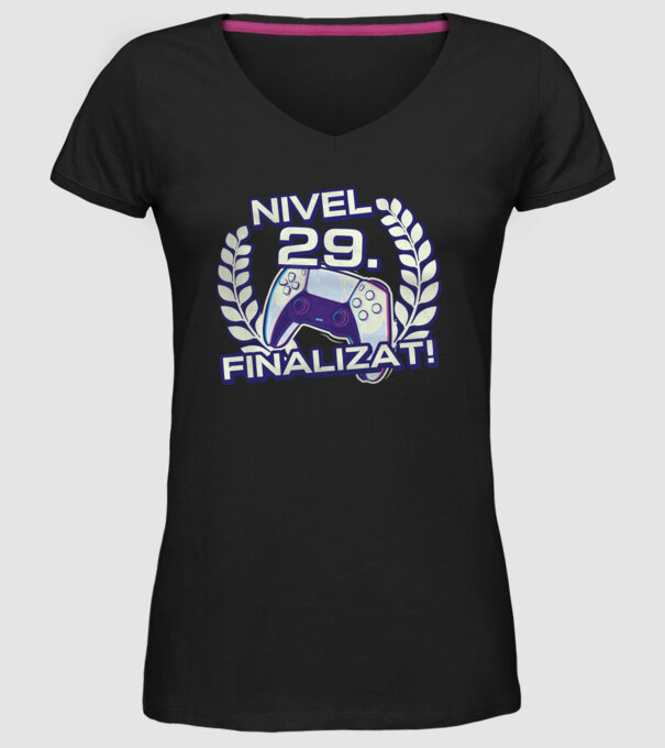 Nivel 29 finalizat! model negru pe tricou