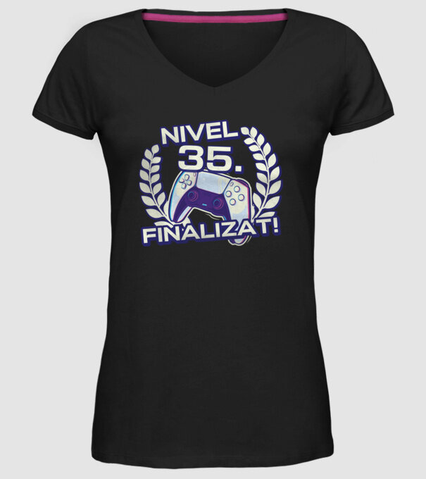 Nivel 35 finalizat! model negru pe tricou
