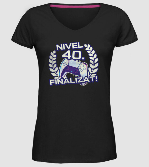 Nivel 40 finalizat! model negru pe tricou