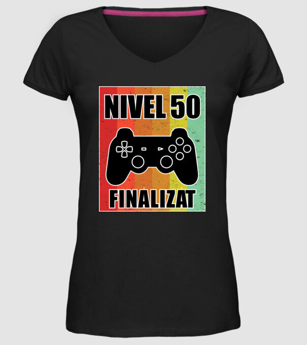 Nivel 50 finalizat model negru pe tricou