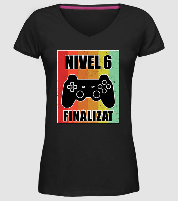 Nivel 6 finalizat model negru pe tricou