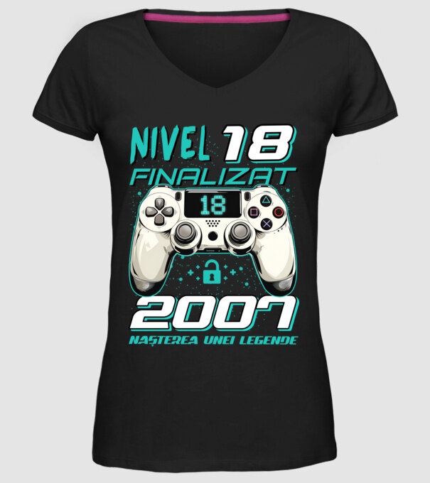 Nivel finalizat 18 2007 model negru pe tricou