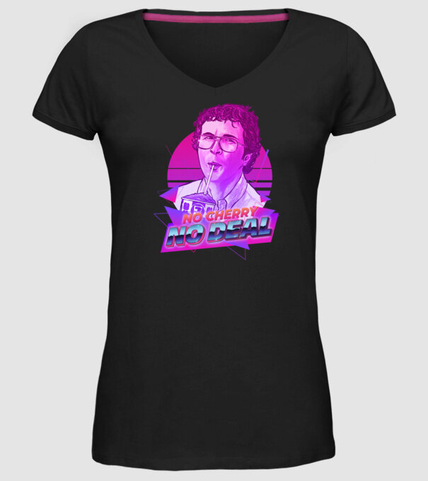 no cherry no deal stranger things model negru pe tricou