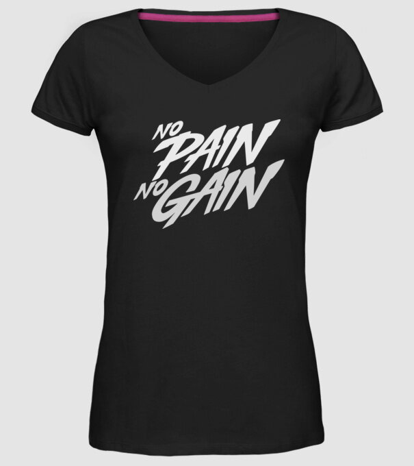 No Pain No Gain typography model negru pe tricou
