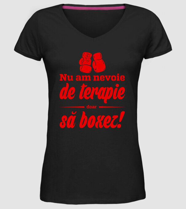 Nu am nevoie de terapie! Doar să boxez. model negru pe tricou