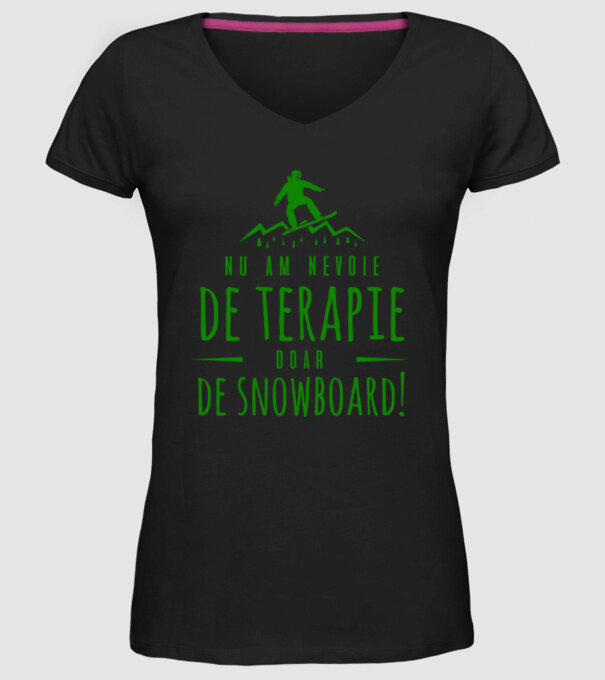 nu am nevoie de terapie doar de snowboard! model negru pe tricou