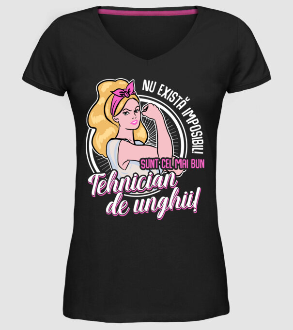 Nu există imposibil! Sunt cel mai bun tehnician de unghii! model negru pe tricou