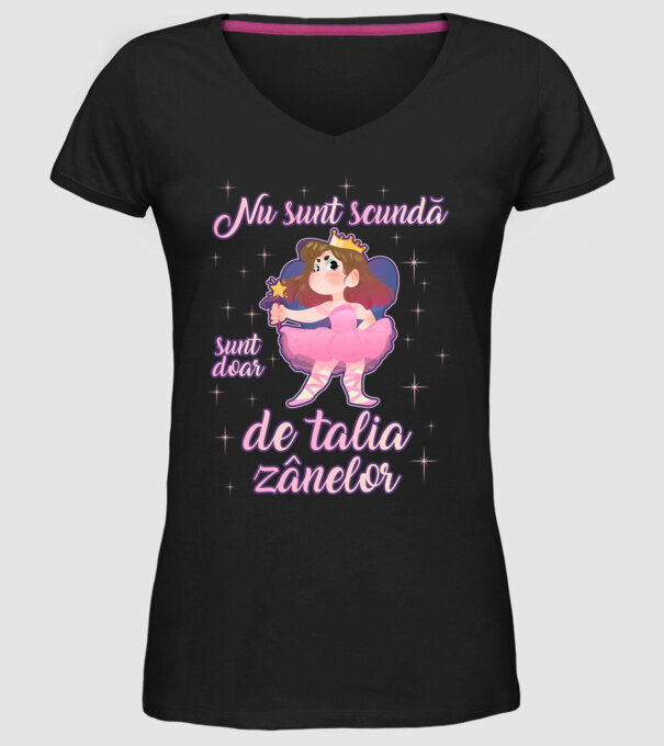 nu sunt scundă, sunt doar de talia zânelor model negru pe tricou