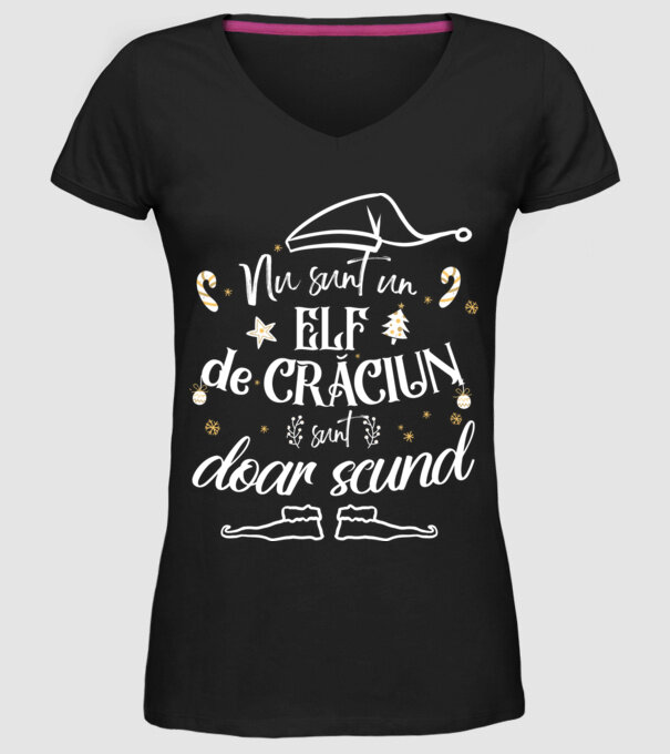 Nu sunt un elf de Crăciun, sunt doar scund Negru model negru pe tricou