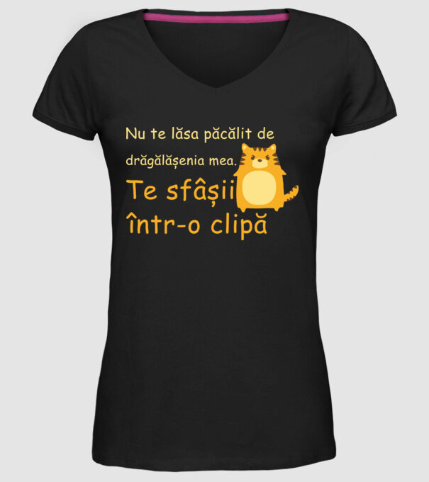 nu te lăsa păcălit de drăgălășenia mea. te sfâșii într-o clipă model negru pe tricou