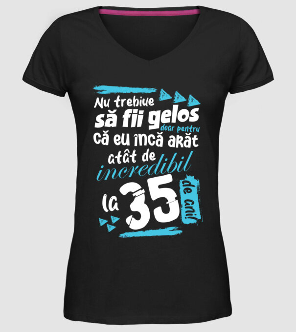 Nu trebuie să fii gelos 35 de ani model negru pe tricou