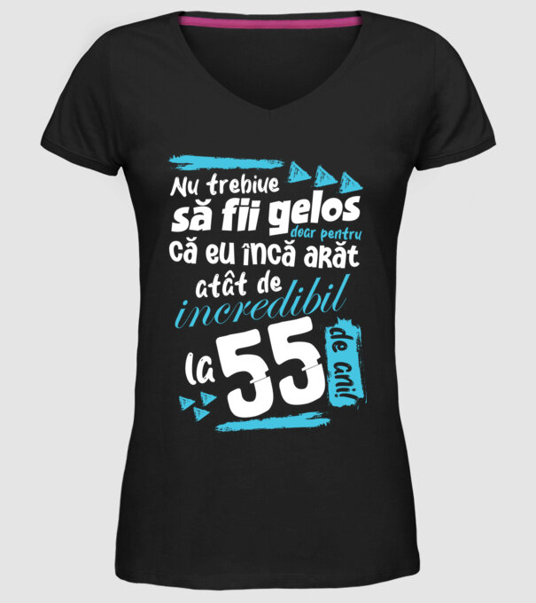 Nu trebuie să fii gelos 55 de ani model negru pe tricou