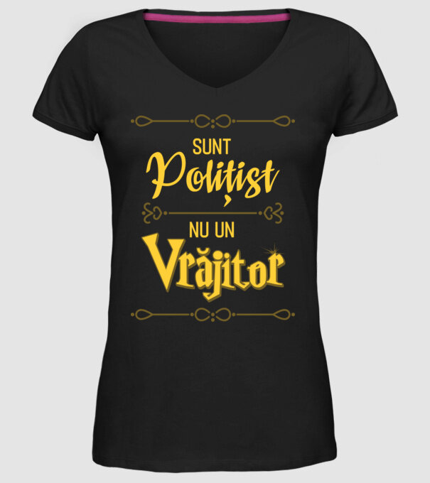 Sunt polițist, nu un vrăjitor model negru pe tricou