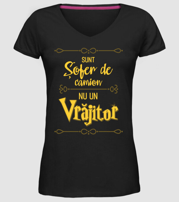 Sunt șofer de camion, nu un vrăjitor model negru pe tricou