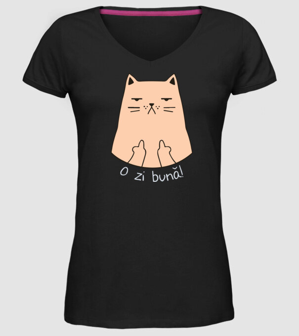 O zi bună model negru pe tricou
