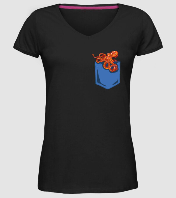 Octopus model negru pe tricou