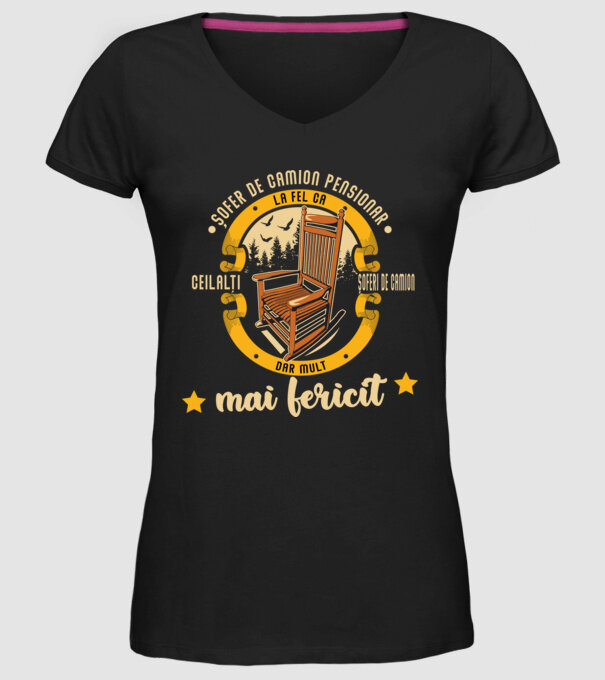 ȘOFER DE CAMION pensionar - la fel ca ceilalți șoferi de camion, dar mult mai fericit model negru pe tricou