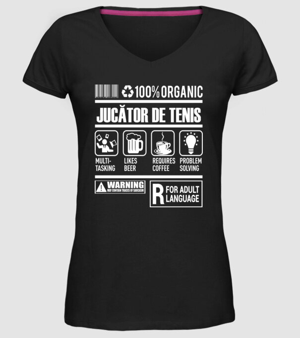 JUCĂTOR DE TENIS model negru pe tricou