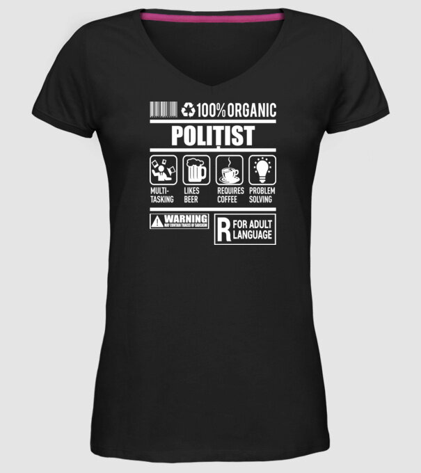 organic POLIȚIST model negru pe tricou