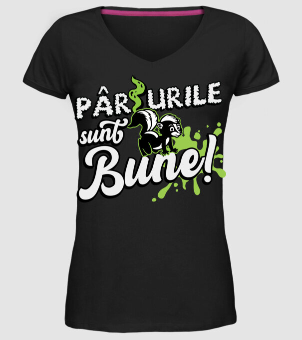 Pârțurile sunt bune model negru pe tricou