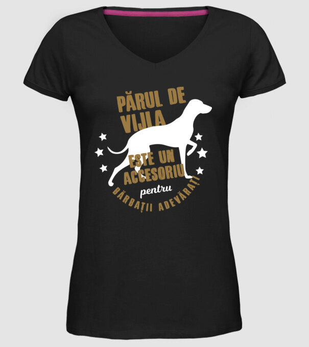 părul de vijla este un accesoriu pentru bărbații adevărați model negru pe tricou