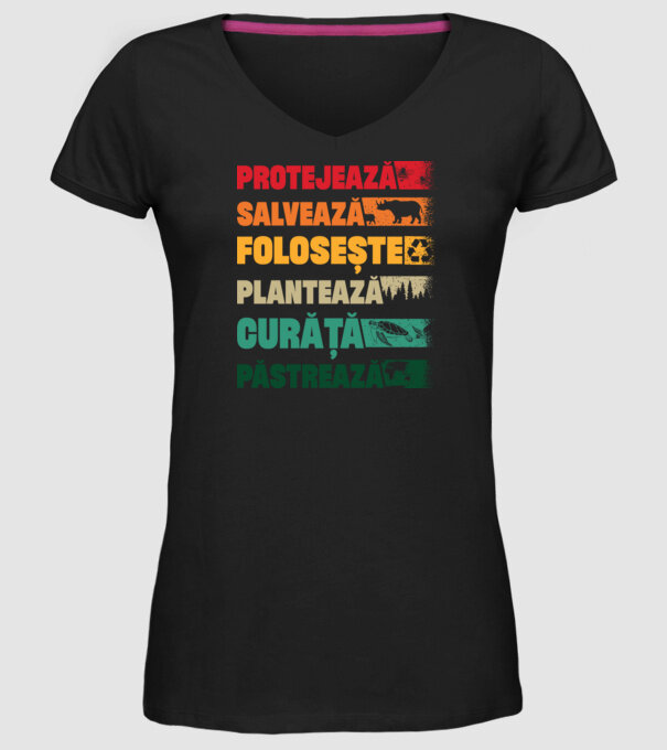 protejează salvează păstrează model negru pe tricou