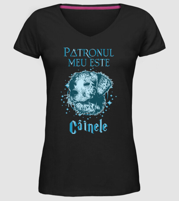 Patronul meu este CÂINELE model negru pe tricou