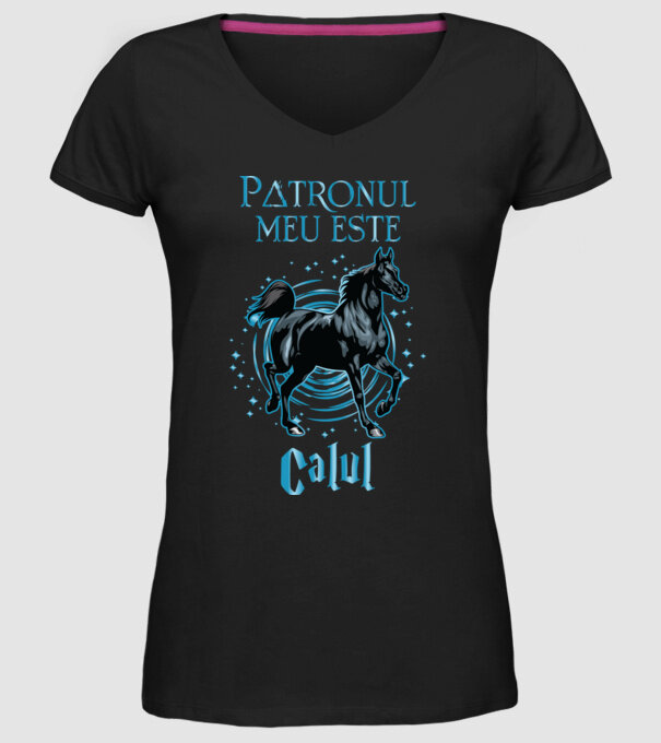 Patronul meu este CALUL model negru pe tricou