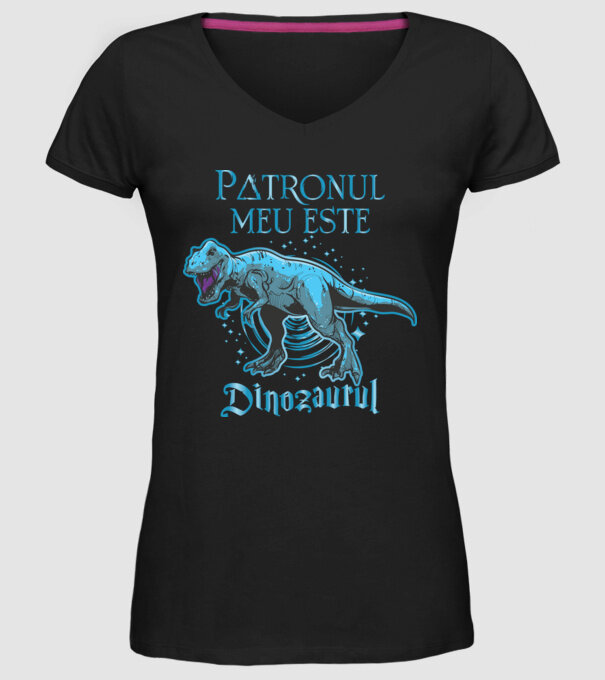 Patronul meu este dinozaurul model negru pe tricou