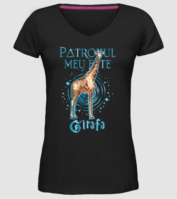 Patronul meu este GIRAFA model negru pe tricou