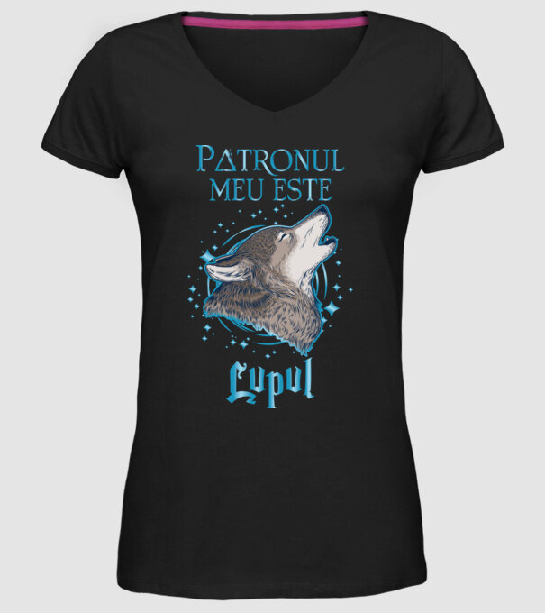 Patronul meu este LUPUL model negru pe tricou