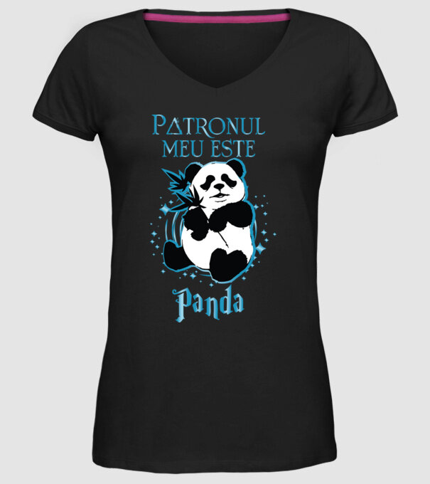 Patronul meu este PANDA model negru pe tricou