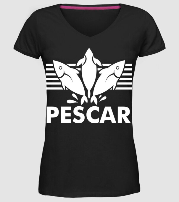 Pescar original model negru pe tricou